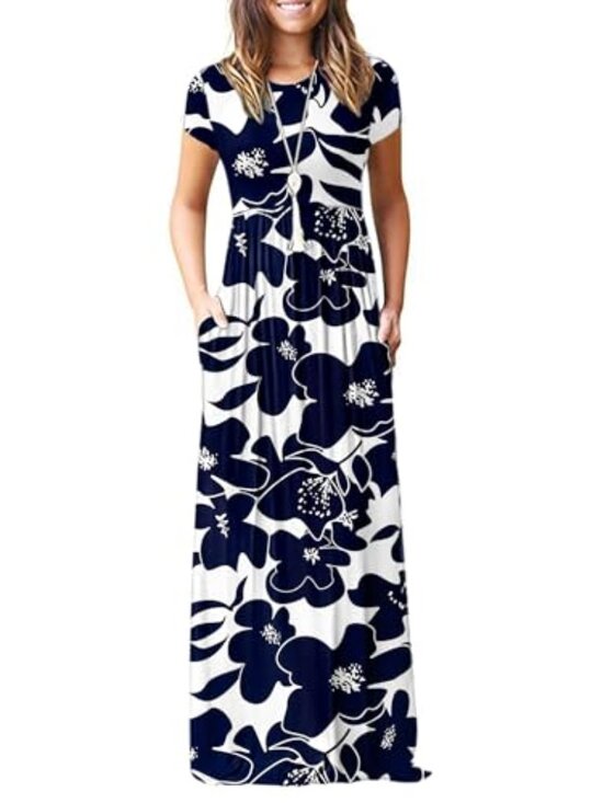 Dresses & Skirts - 🆕 Women Short Sleeve Loose Casual Long Maxi Dresses with Pockets